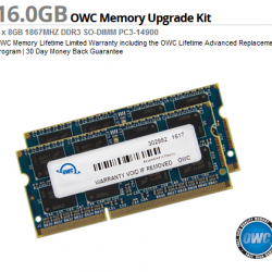 OWC 16GB Memory- 2 x 8GB 1867MHZ DDR3 SO-DIMM PC3-14900
